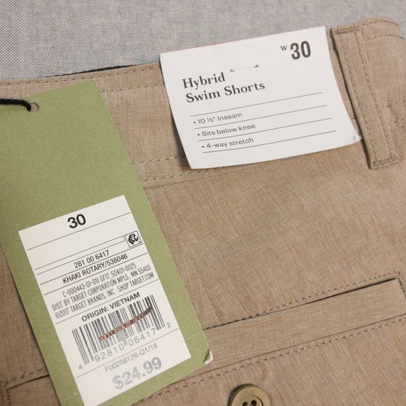 10.5" Khaki Rotary Hybrid Swim Shorts W30 - Picture 5 of 7